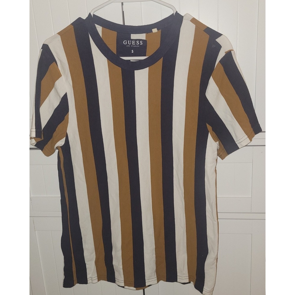 GUESS Los Angeles Striped T-Shirt Men's Short Sleeve Crew Neck Casual Top small